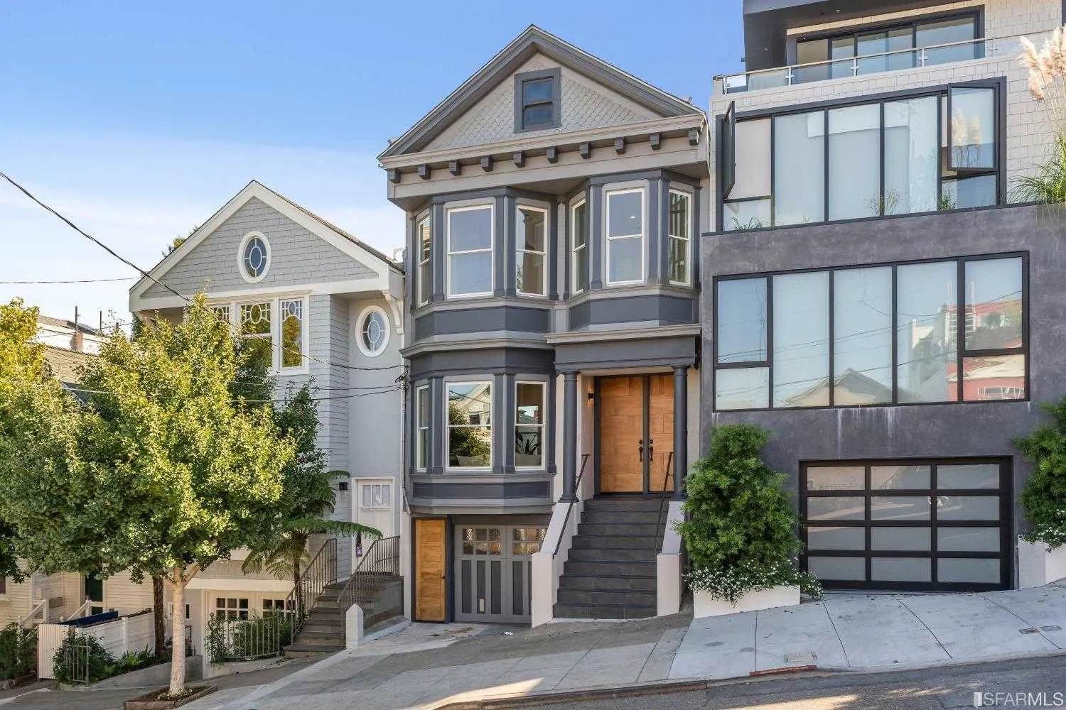Modern San Francisco home beside a classic residence